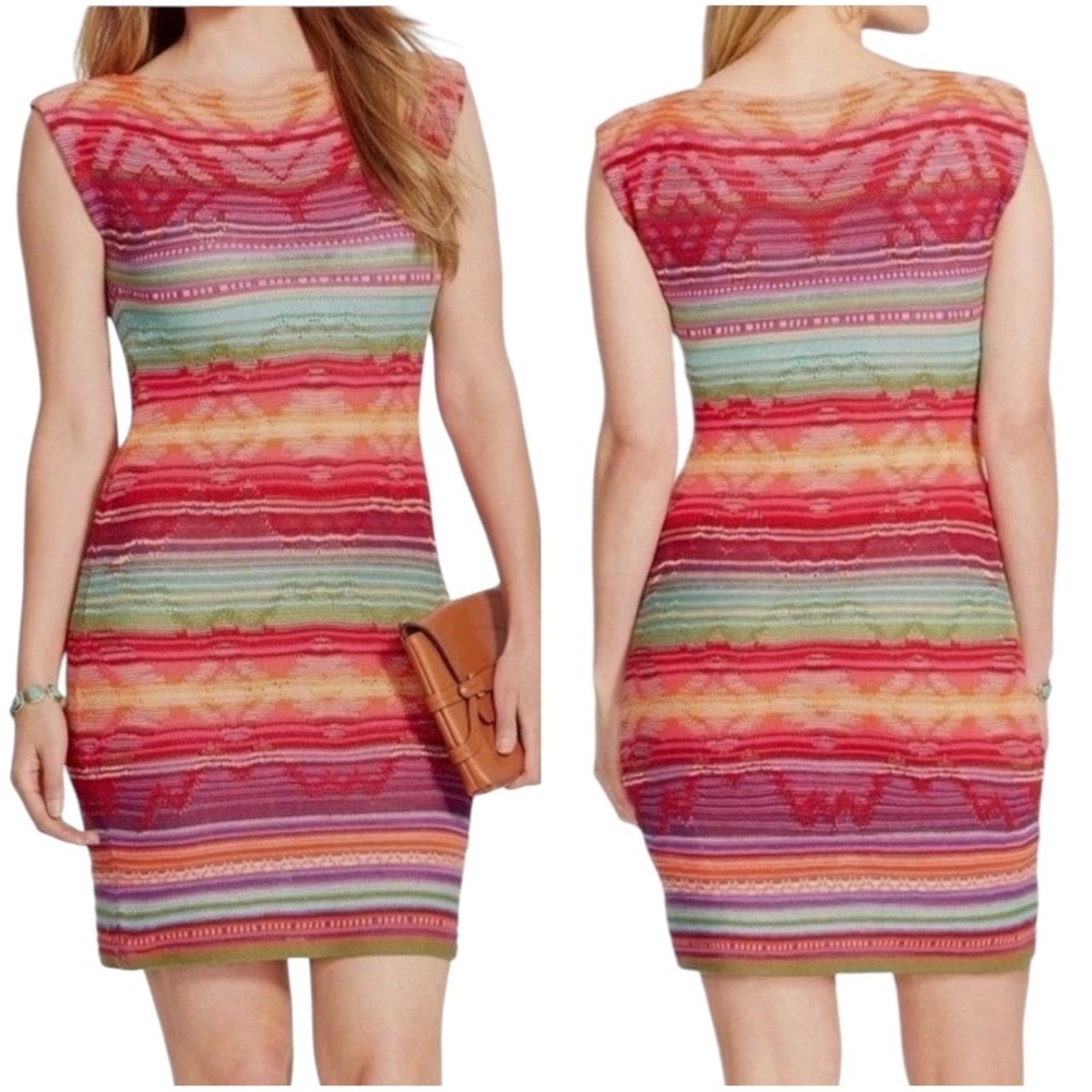 LAUREN Ralph Lauren Large Indian Blanket Colorful Crochet Knit Linen Dress